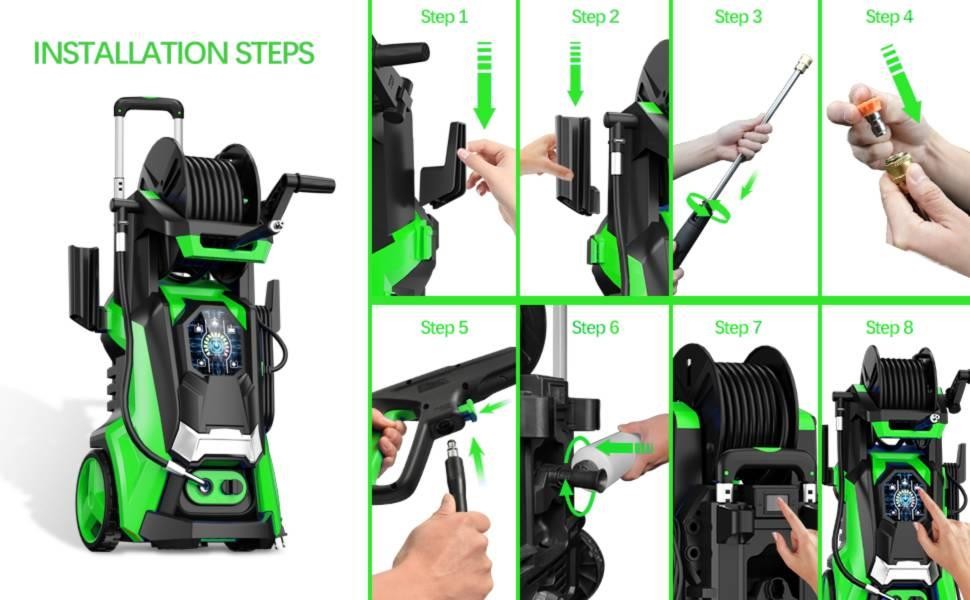 3800PSI High Pressure Washer Electric Patio Cleaner 2.8GPM w/ Telescopic Handle