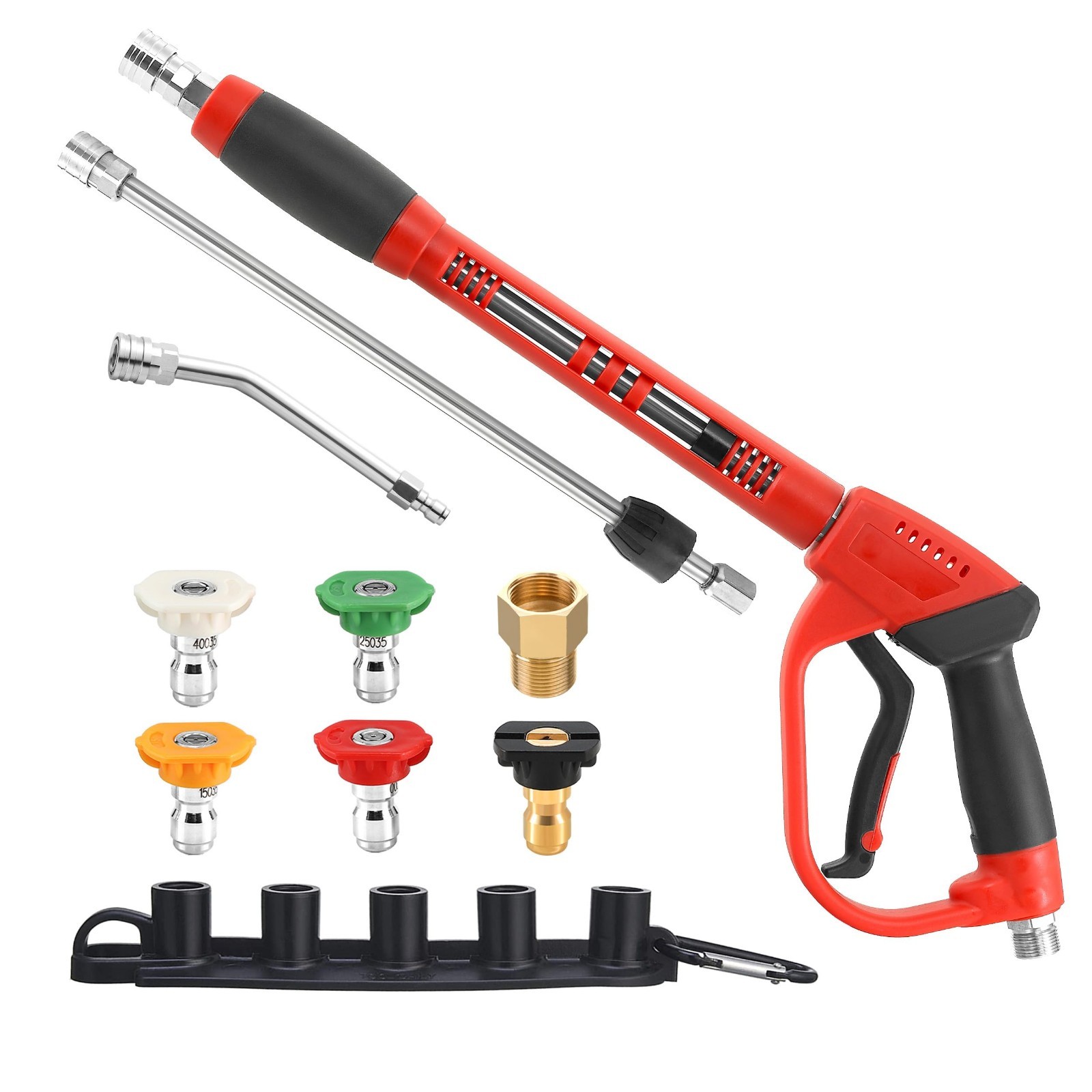 Pressure Washer Gun with Extension Wand, 30° Curved Rod, 5 Nozzle Tips, 4000 PSI