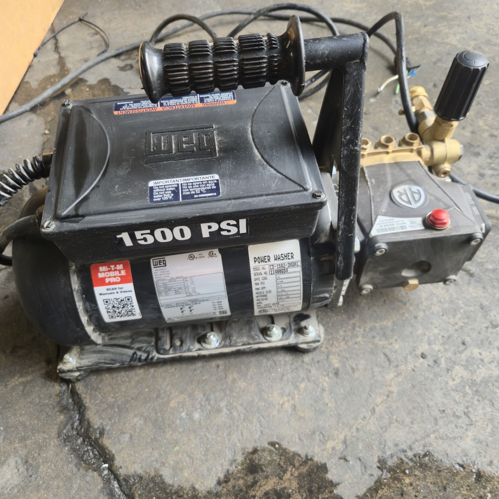 Mi-T-M CD-1502-3MUH1 Electric Direct Drive Pressure Washer (FOR PARTS) READ