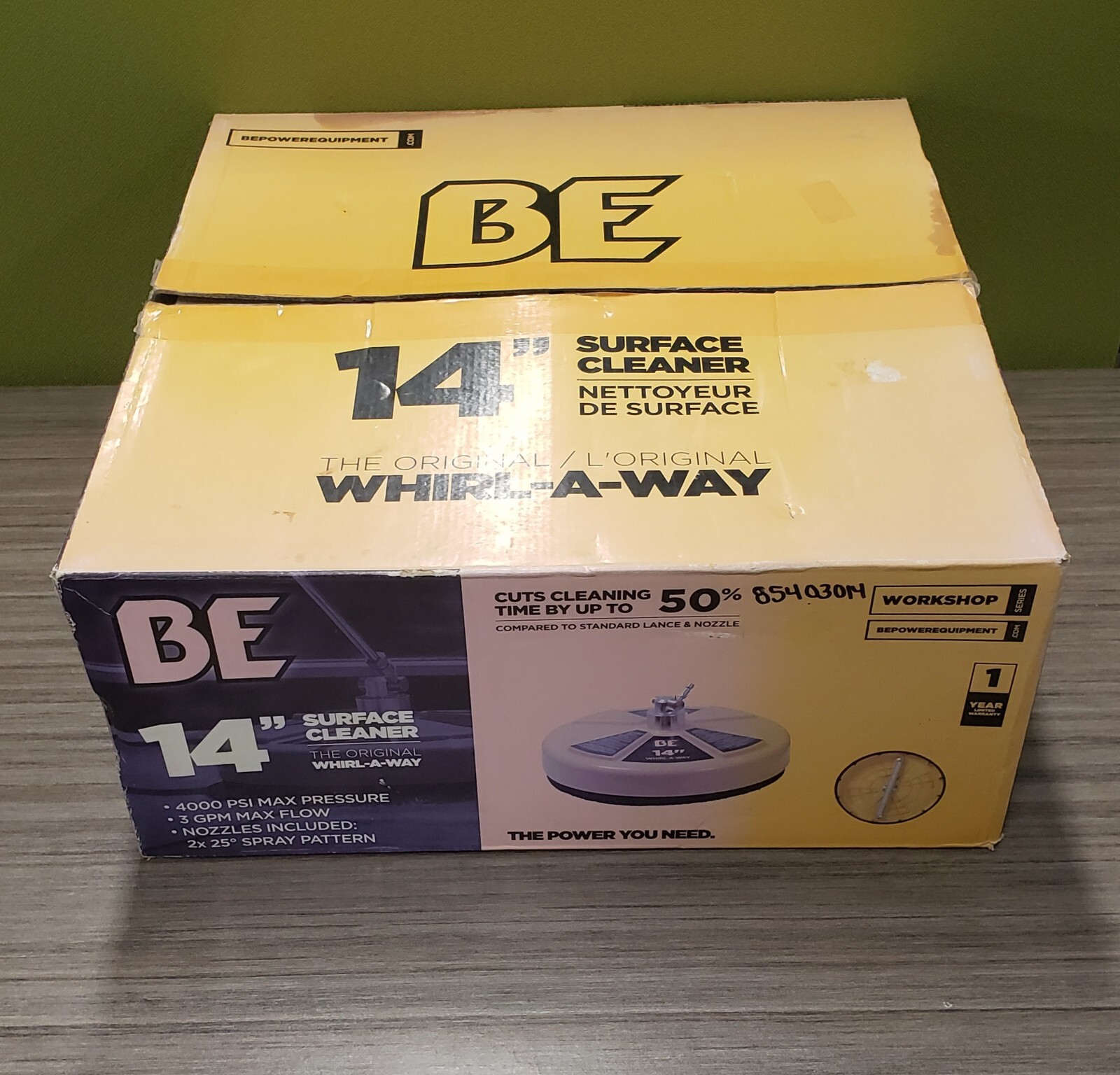 BE PRESSURE 85.403.014 14″ Whirl-A-Way Flat Surface Cleaner Yellow