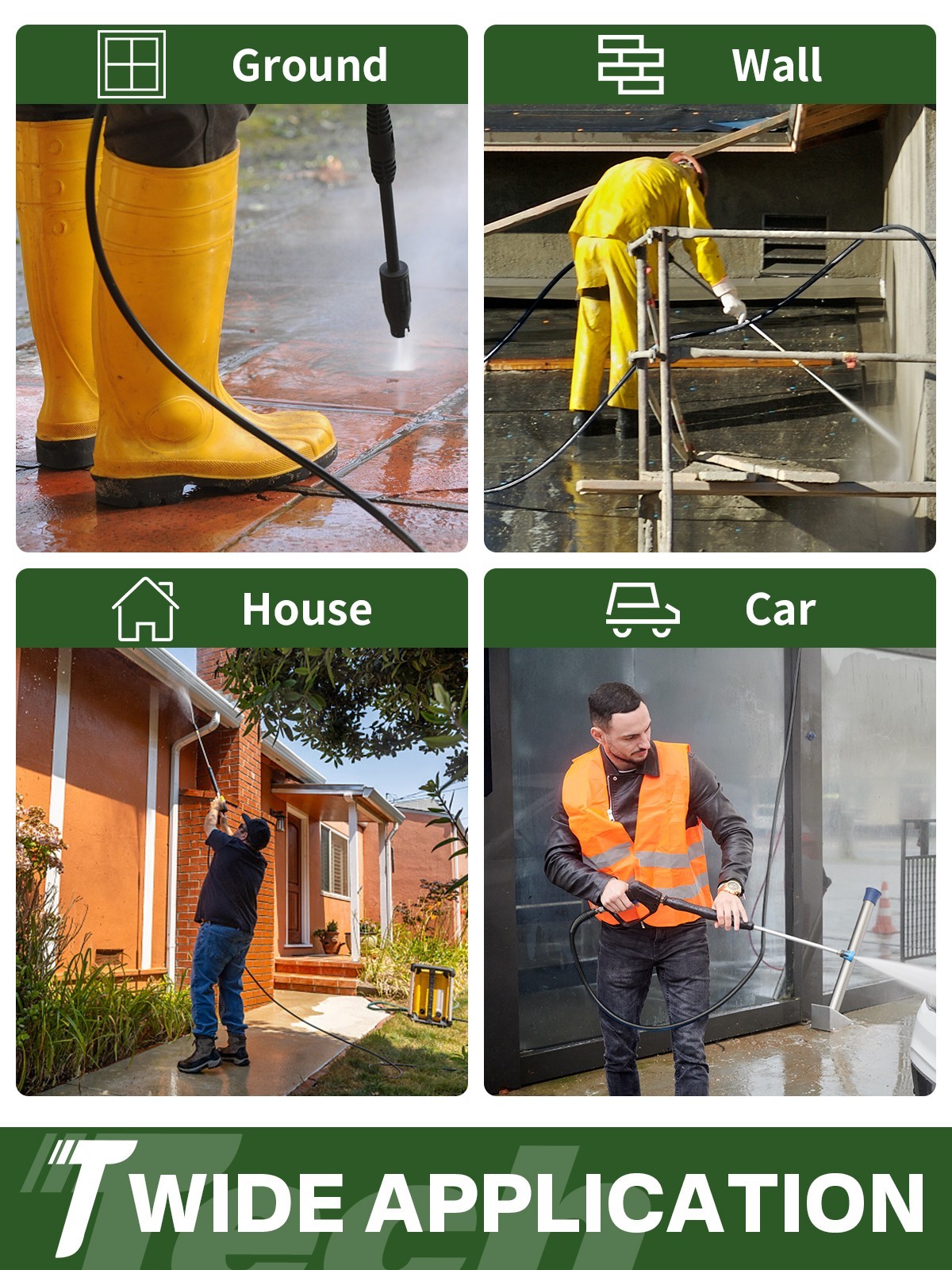 4200PSI 50FT Pressure Washer Hose & 3/8″ Quick Connect 1/4″ Kink Resistant Hose