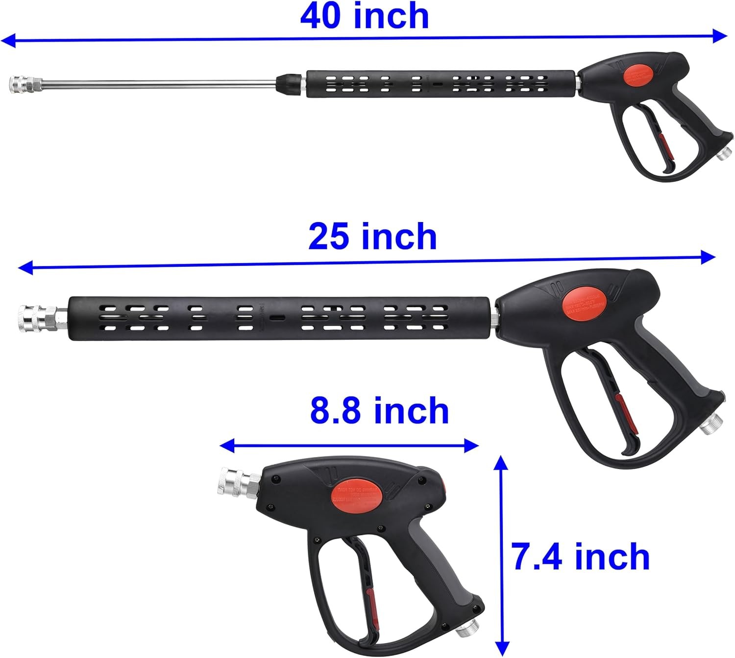 Replacement Pressure Washer Gun with Extension Wand, M22 15Mm or M22 14Mm Fittin