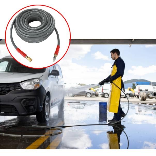 6000 PSI Pressure Washer Hose Gray Non-Marking R2 Rating 3/8″ x 100ft