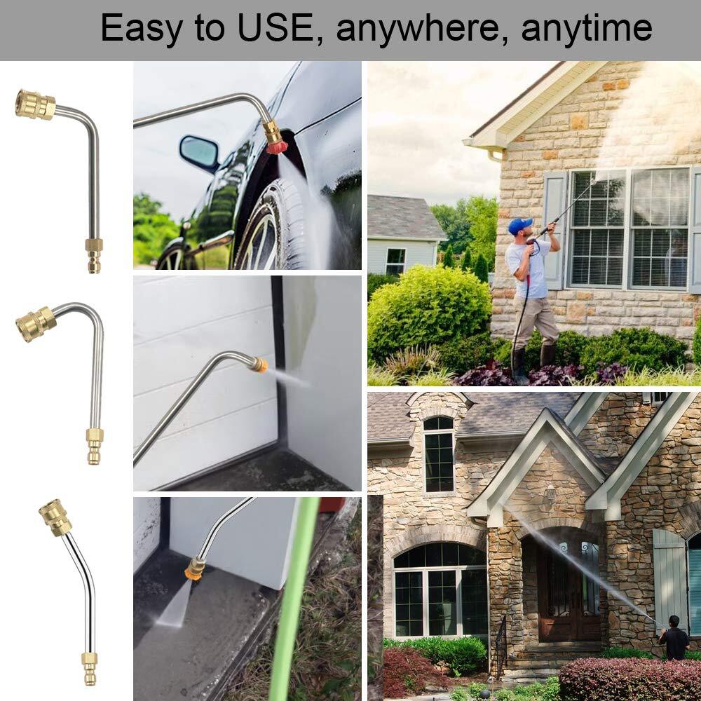 Pressure Washer Extension Wand 30° 90° 120° Nozzle Tips 1/4″ Quick Connect