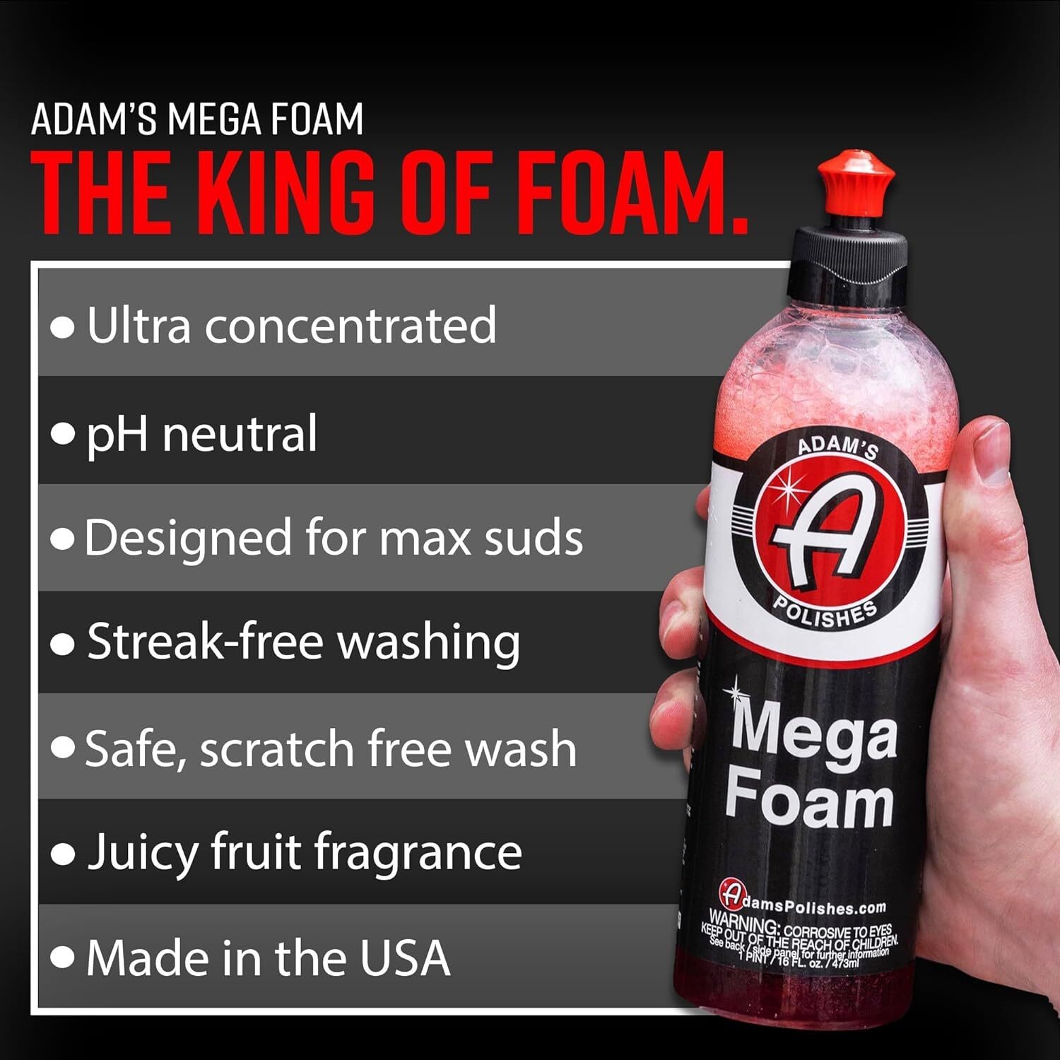 Adam’s Mega Foam Shampoo 16 Oz. Ultimate Car Wash Foam Gun Cleaner