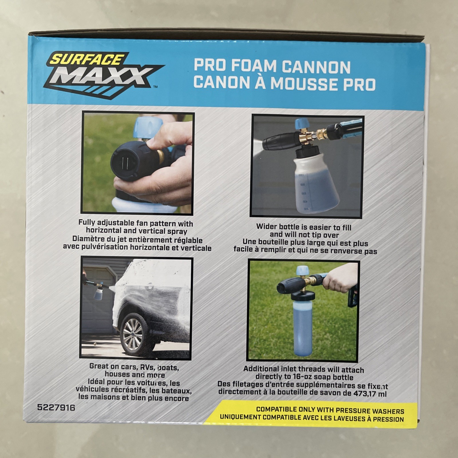 SurfaceMaxx Pro Foam Cannon Car Pressure Washer for Vehicles 5000 PSI – NEW