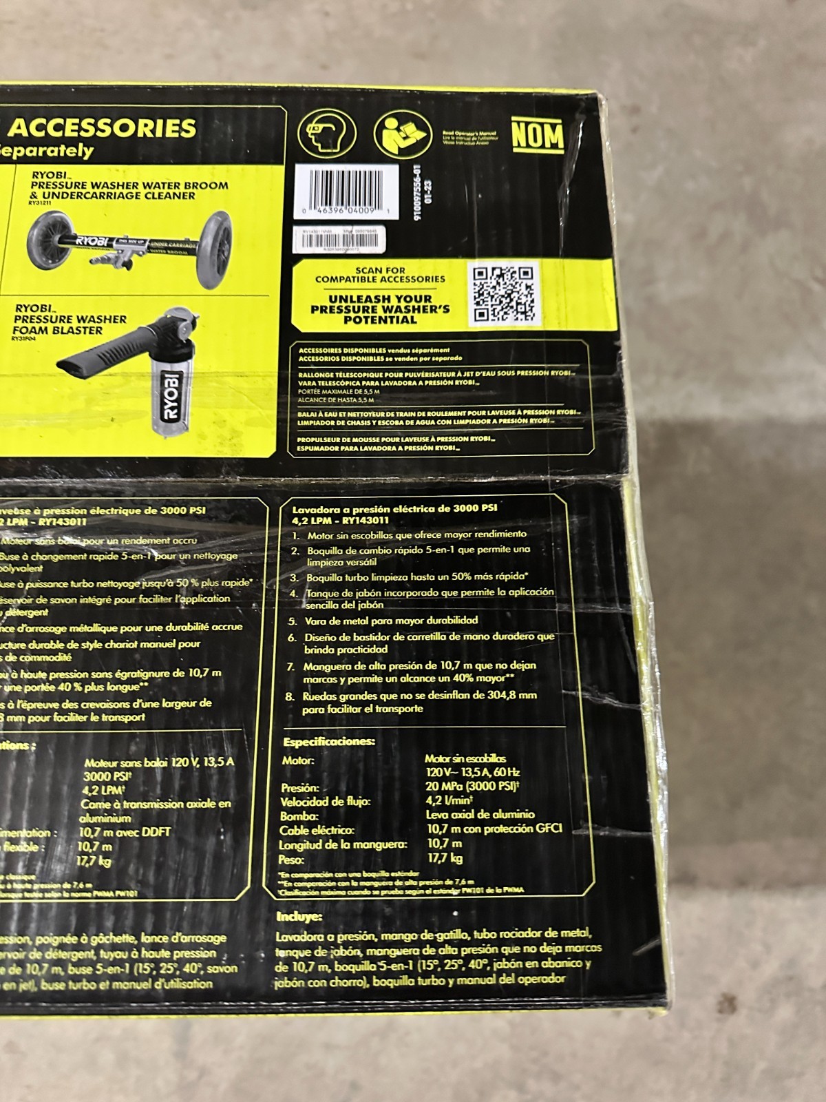 *NEW* RYOBI RY143011VNM 3000 psi Brushless Elecric Pressure Washer w/ Soap Tank