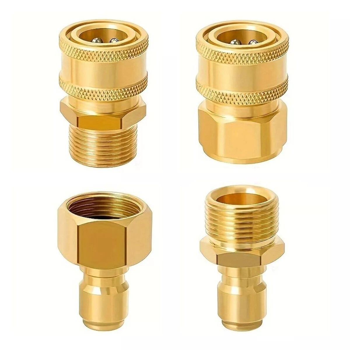 4PCS Pressure Washer Adapter Set Quick Disconnect Kit M22 Swivel 3/8” Connects