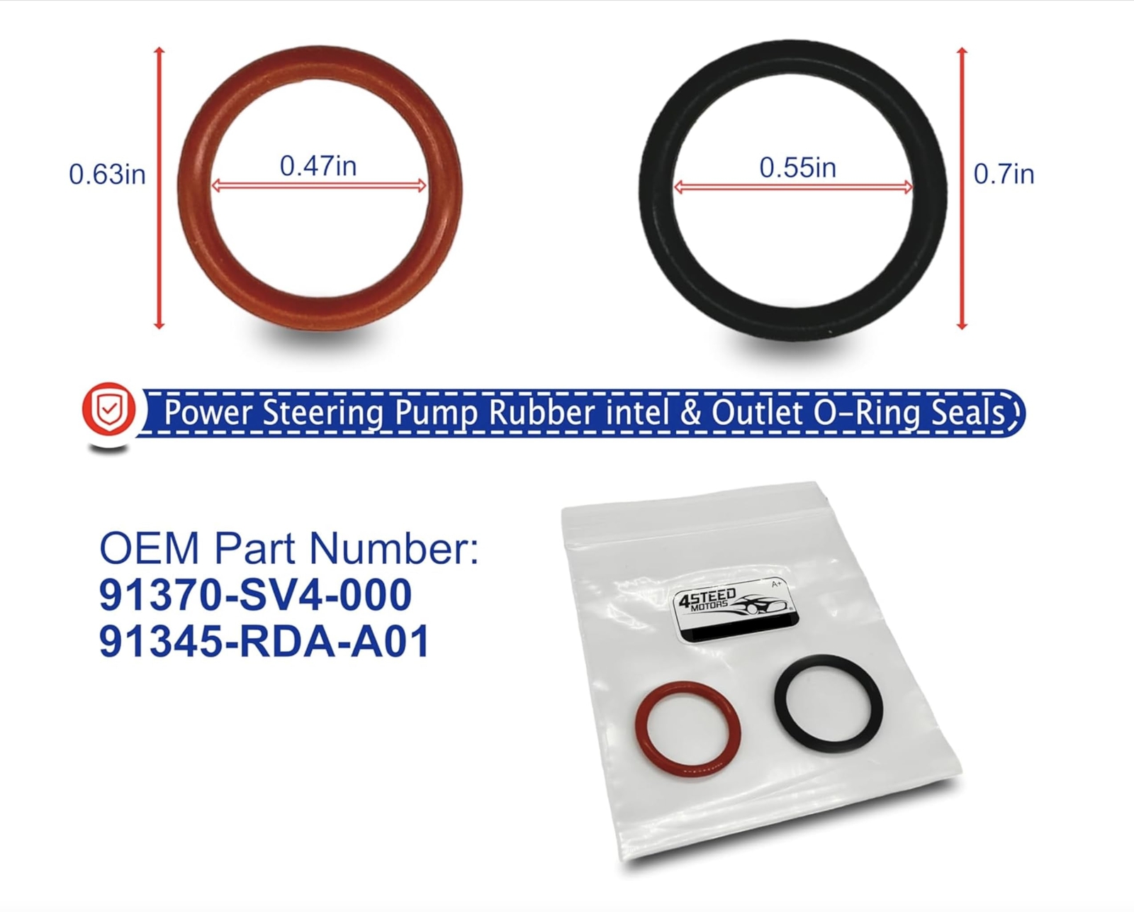 Acura Honda Power Steering Fluid 3 Pack + O-Ring Seals Kit