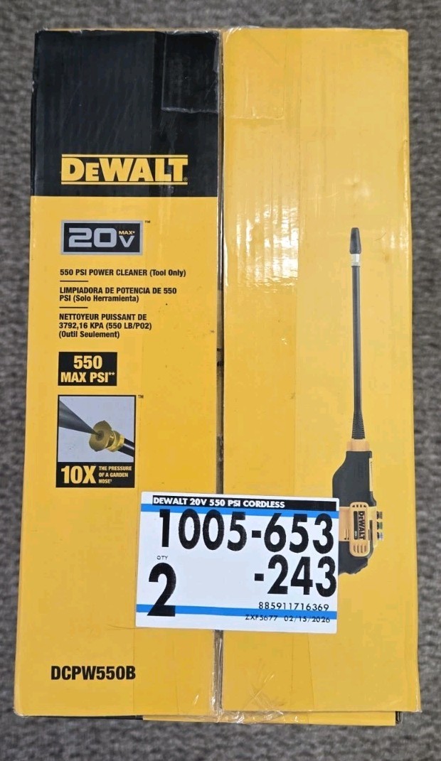 Dewalt 20V DCPW550B 550PSI Power Cleaner TOOL ONLY