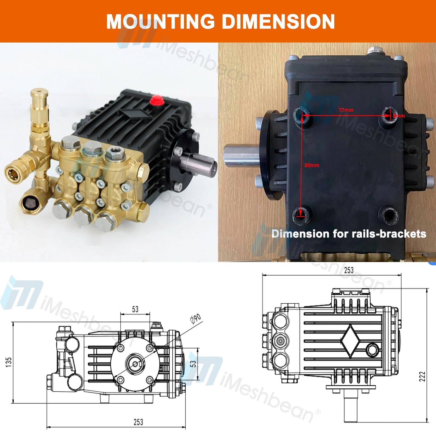 iMeshbean For General Pump Ts2021 Pressure Washer Pump 4.0gpm 3600Psi 24mm Shaft