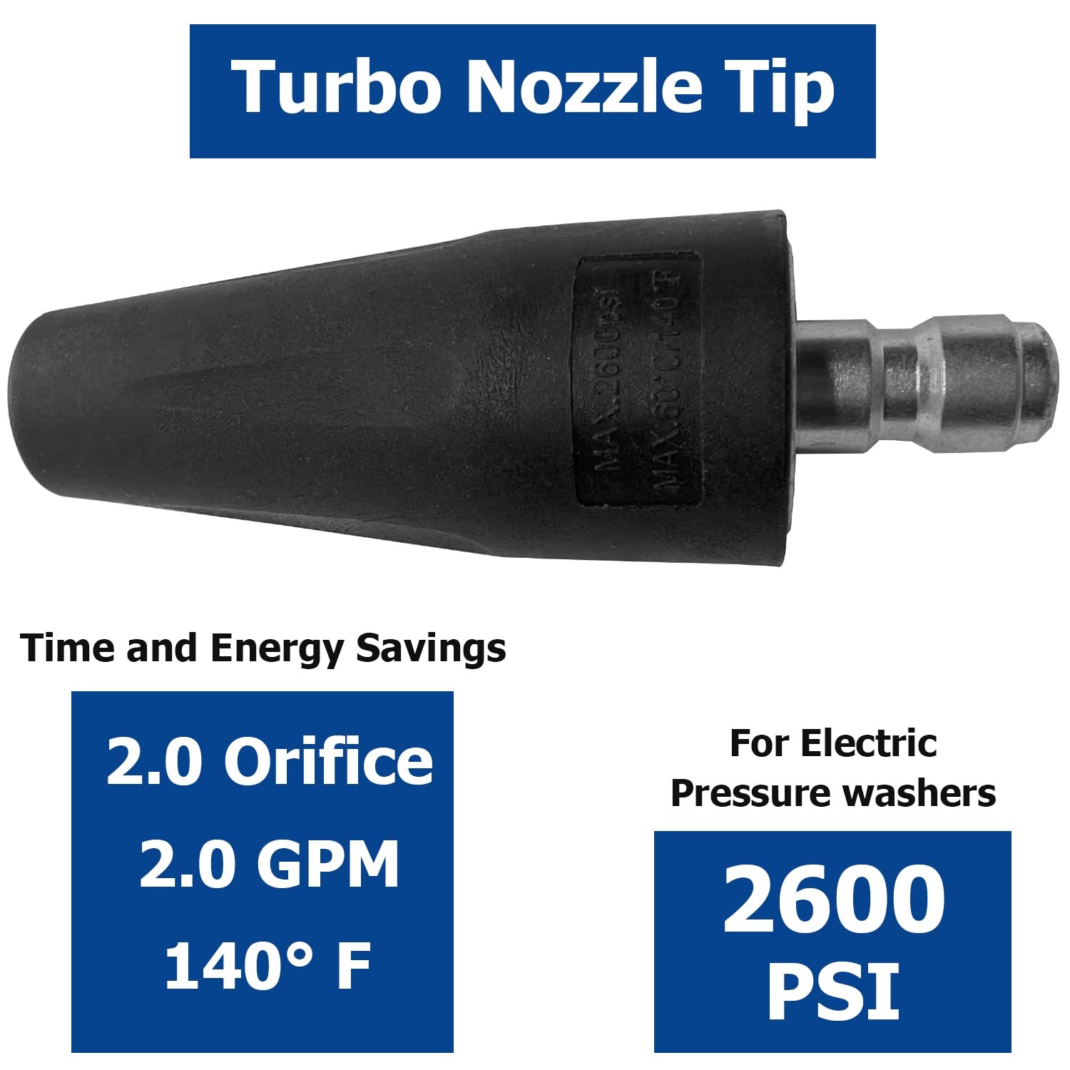Pressure Washer Turbo Nozzle 2600 PSI 2.0 GPM Rotating Power Washer Tips with…