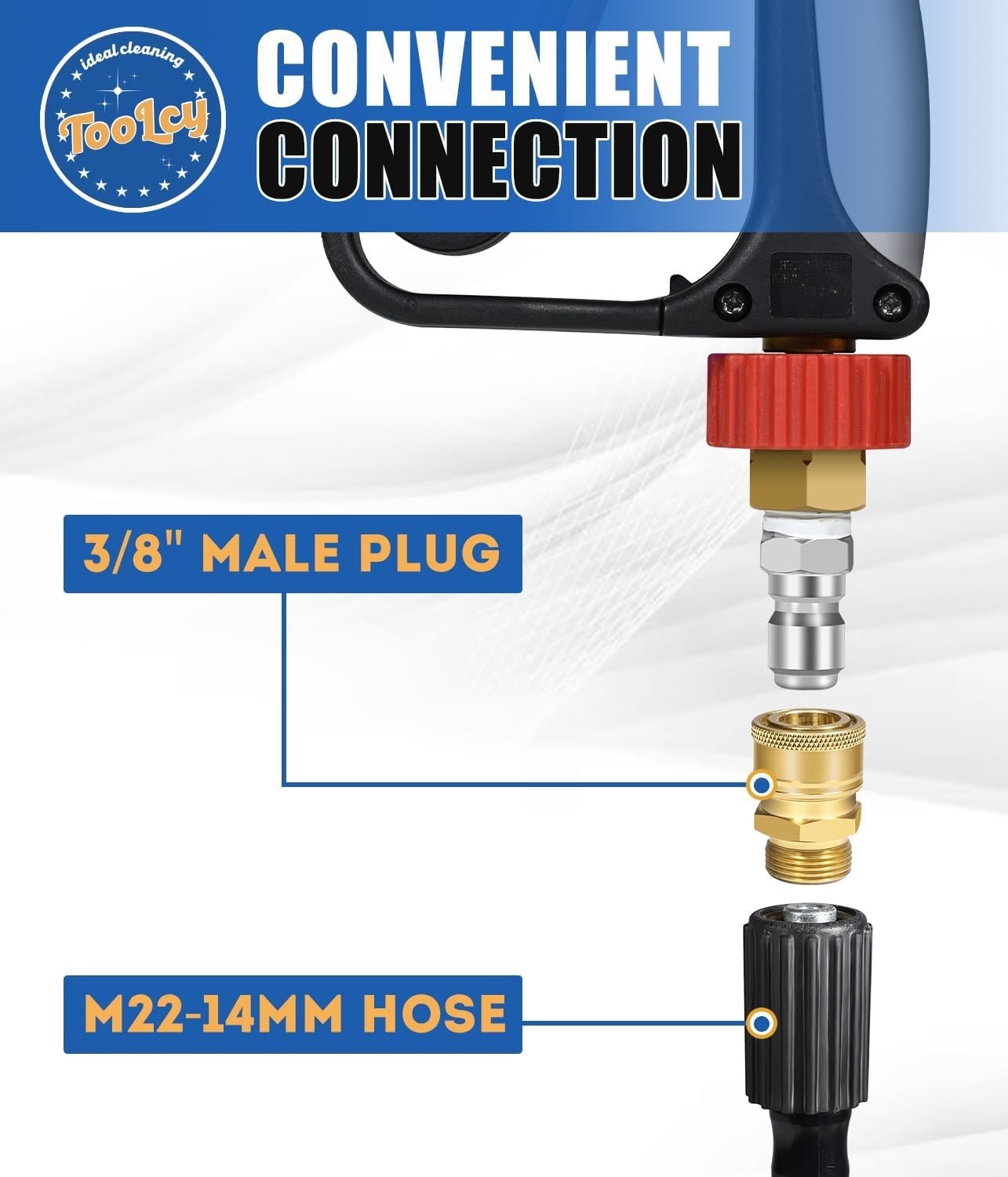 TOOLCY 3400 psi Power Washer Hose 50 ft x 1/4″, 5000 psi Pressure Washer Gun