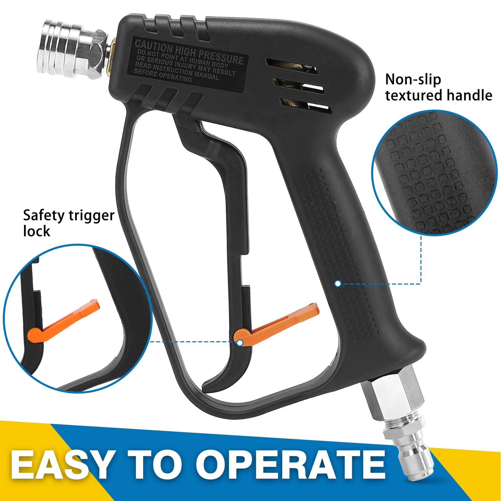 M MINGLE Pressure Washer Gun with Swivel, Universal Power black