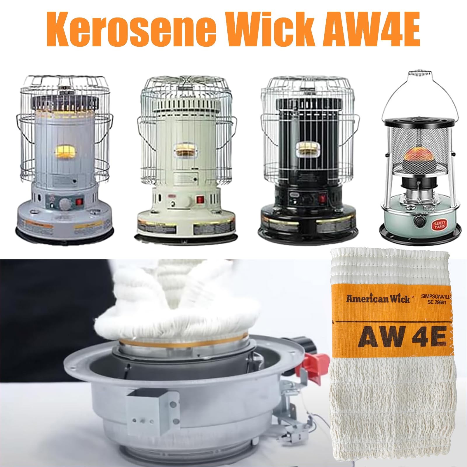 Kerosene Heater Wick AW4E Fits for Sengoku HMN-110 KeroHeat Orange Color