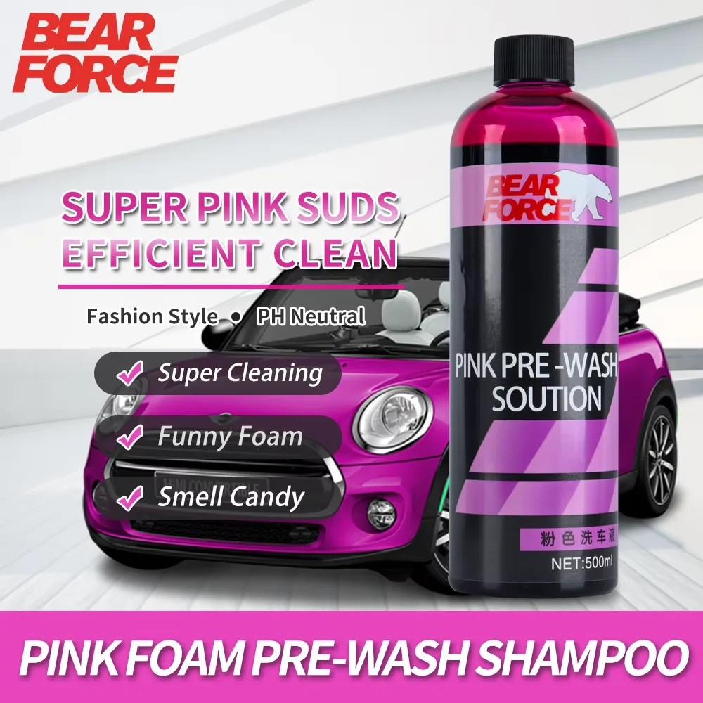 Pink Foaming Car Wash Soap Auto Wash Shampoo Active Foam Cleaner for for Snow Fo
