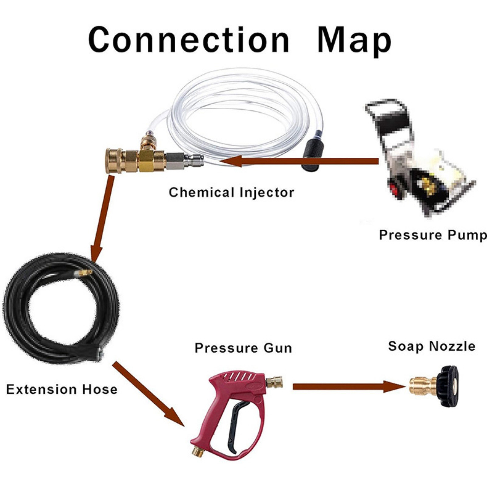 Pressure Washer Downstream Soap Dispenser Kit 3/8″ 4000 PSI with 10ft Hose Line