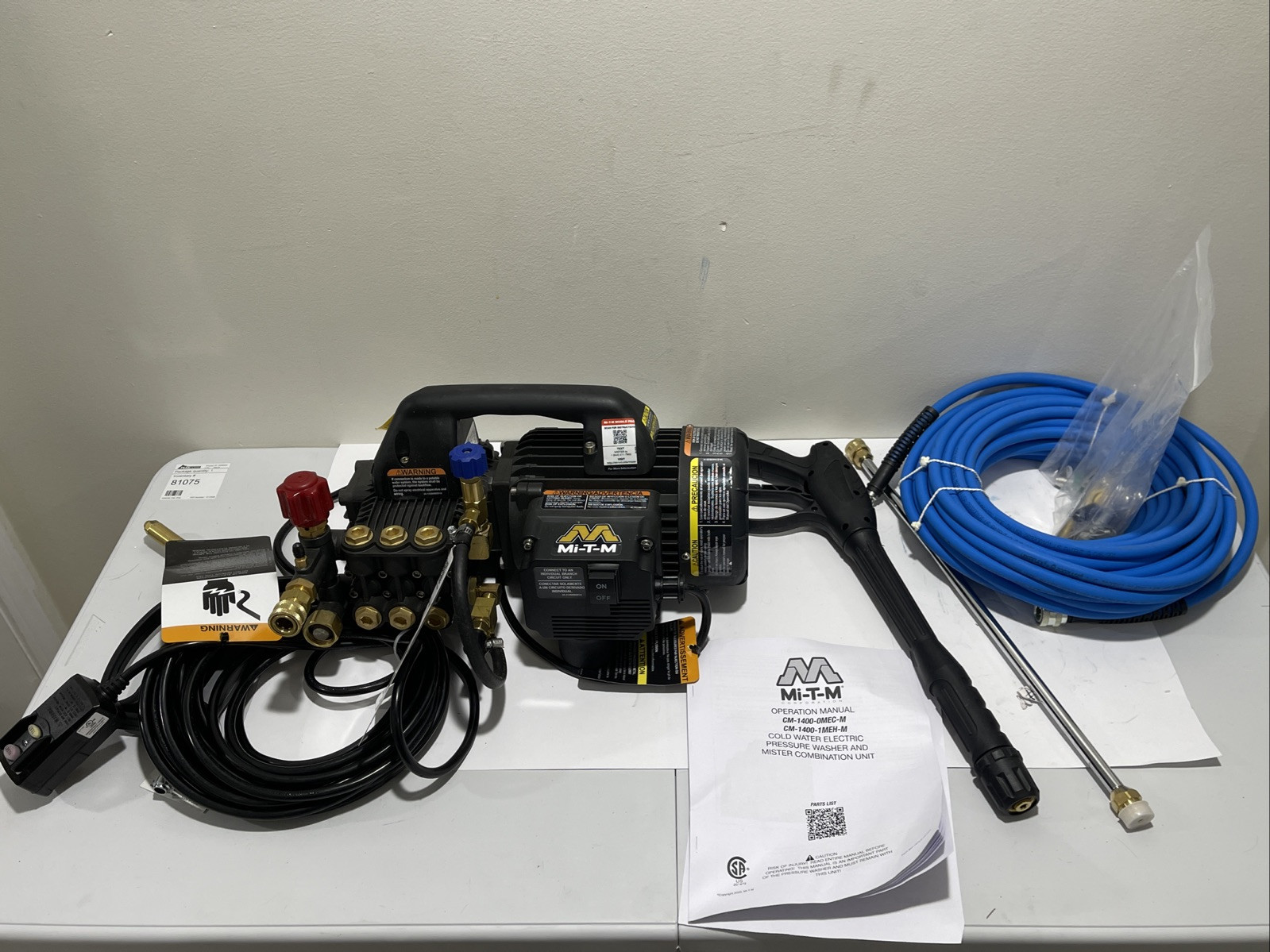 MI-T-M CM-1400-1MEH-M Pressure Washer,1400 PSI, 1.5 HP, 120 V 56JJ09 **READ**