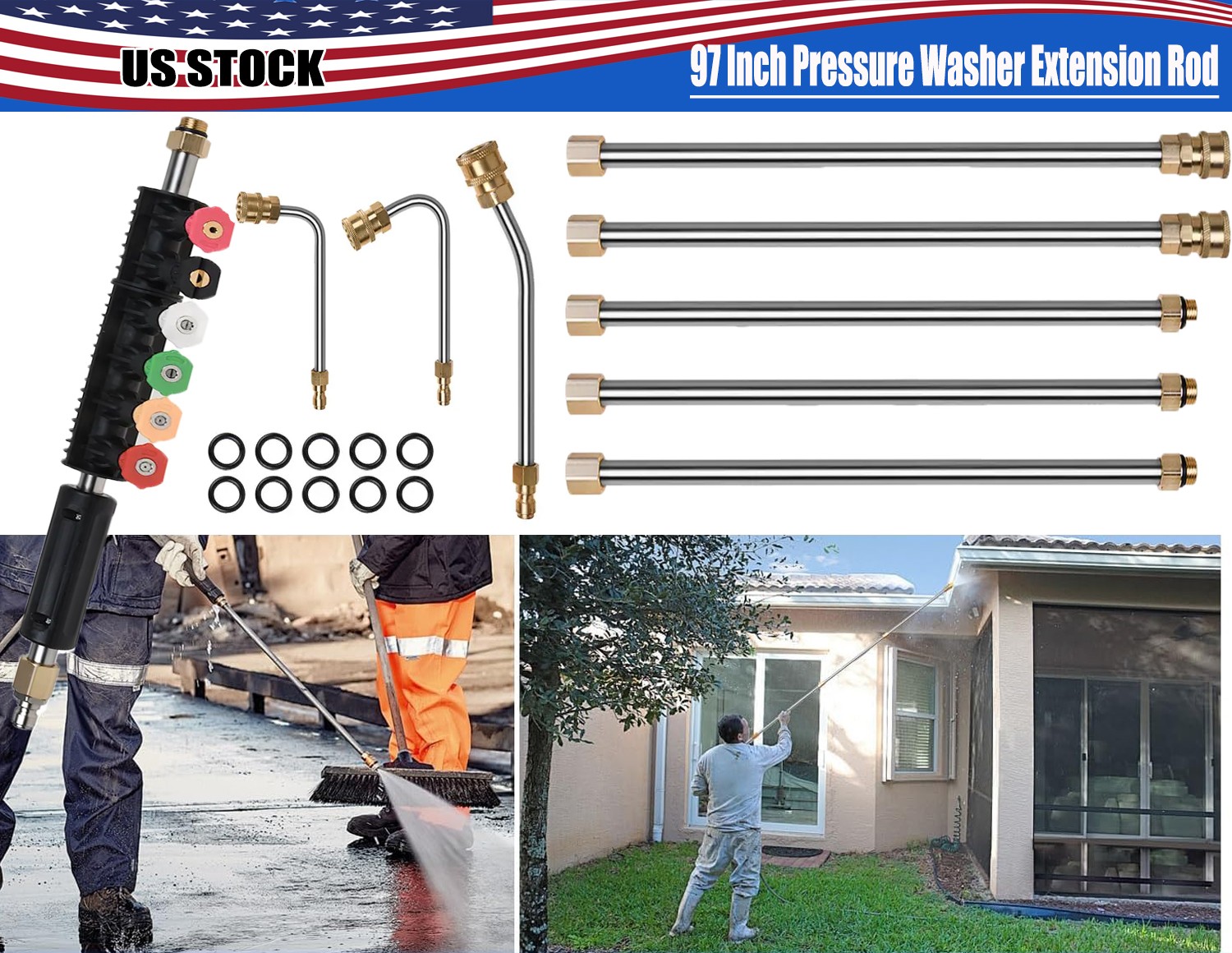 Pressure Washer Wand Set Extension Replacement Lance 97 Inch 1/4 Connect 4000PSI