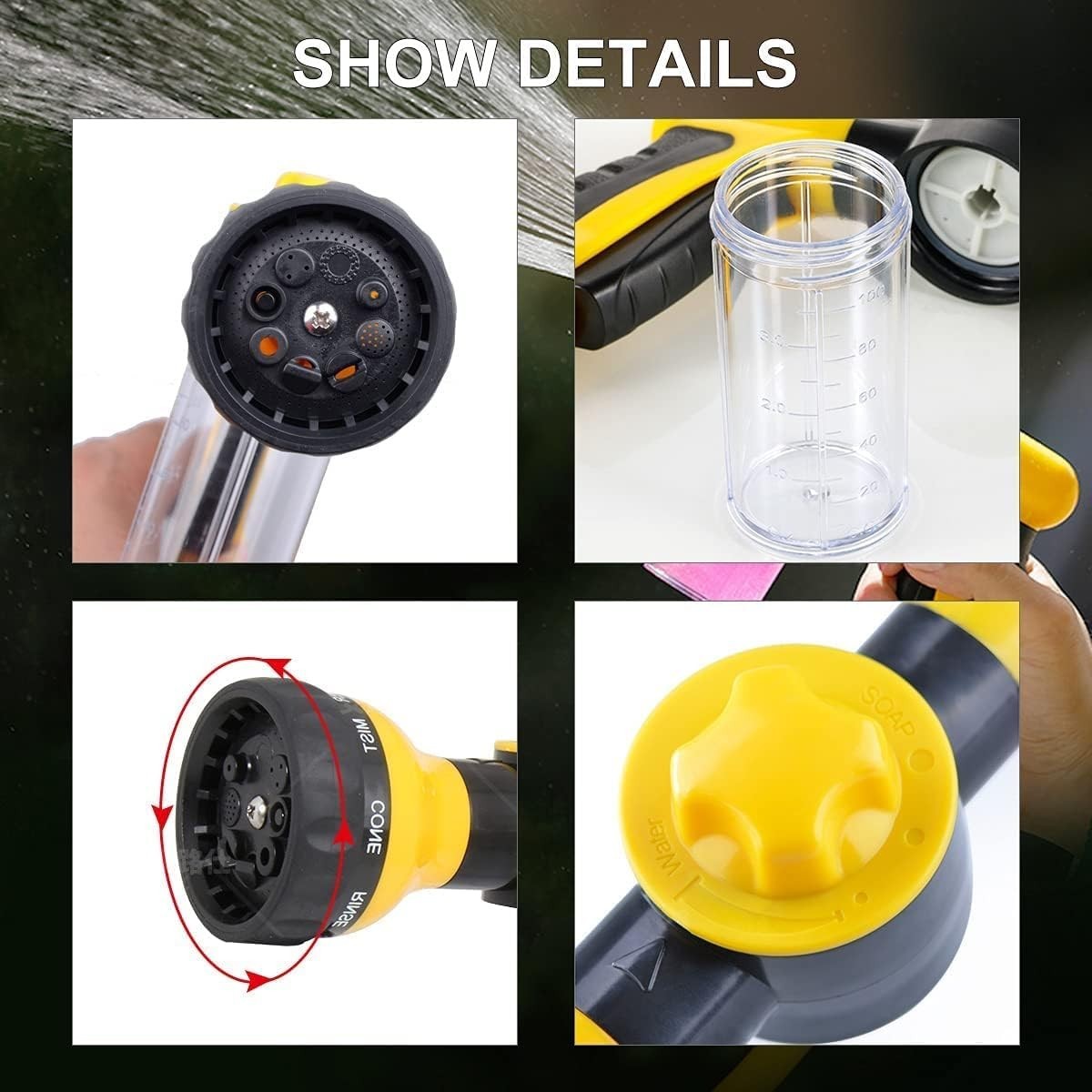 8-in-1 High-Pressure Garden & Car Wash Foam Gun with Nozzle & Accessories
