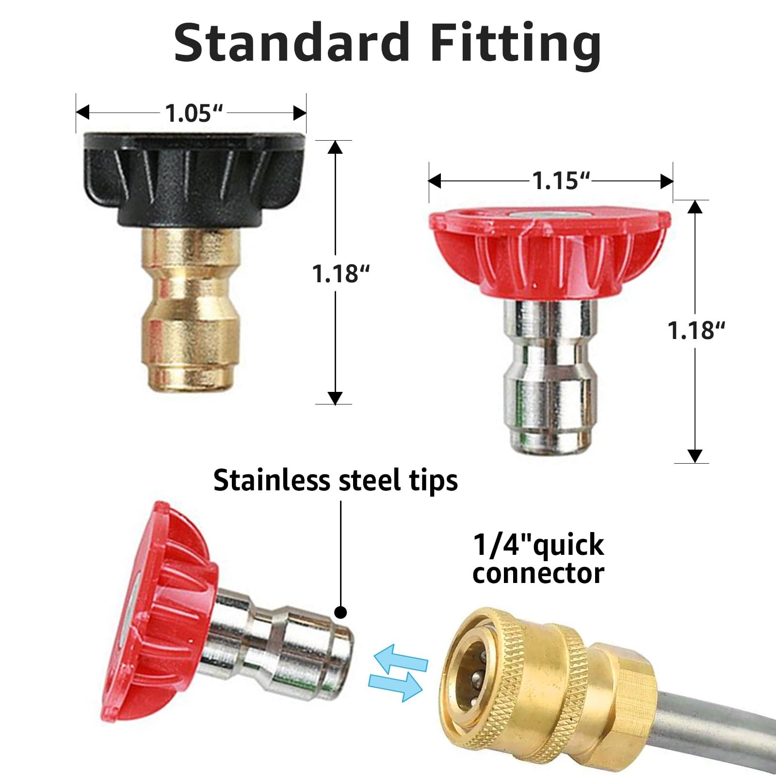 Pressure Washer Tips Power Washer Soap Nozzle Tips Multiple Degrees 1/4 Quick…