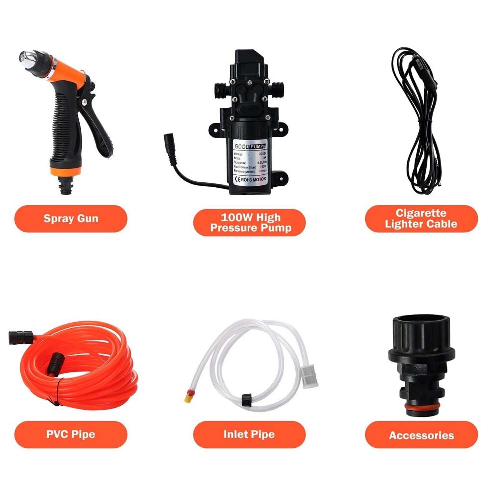 12V High Pressure Water Pump Gun Car Washer Portable Wash Electric Self-Priming