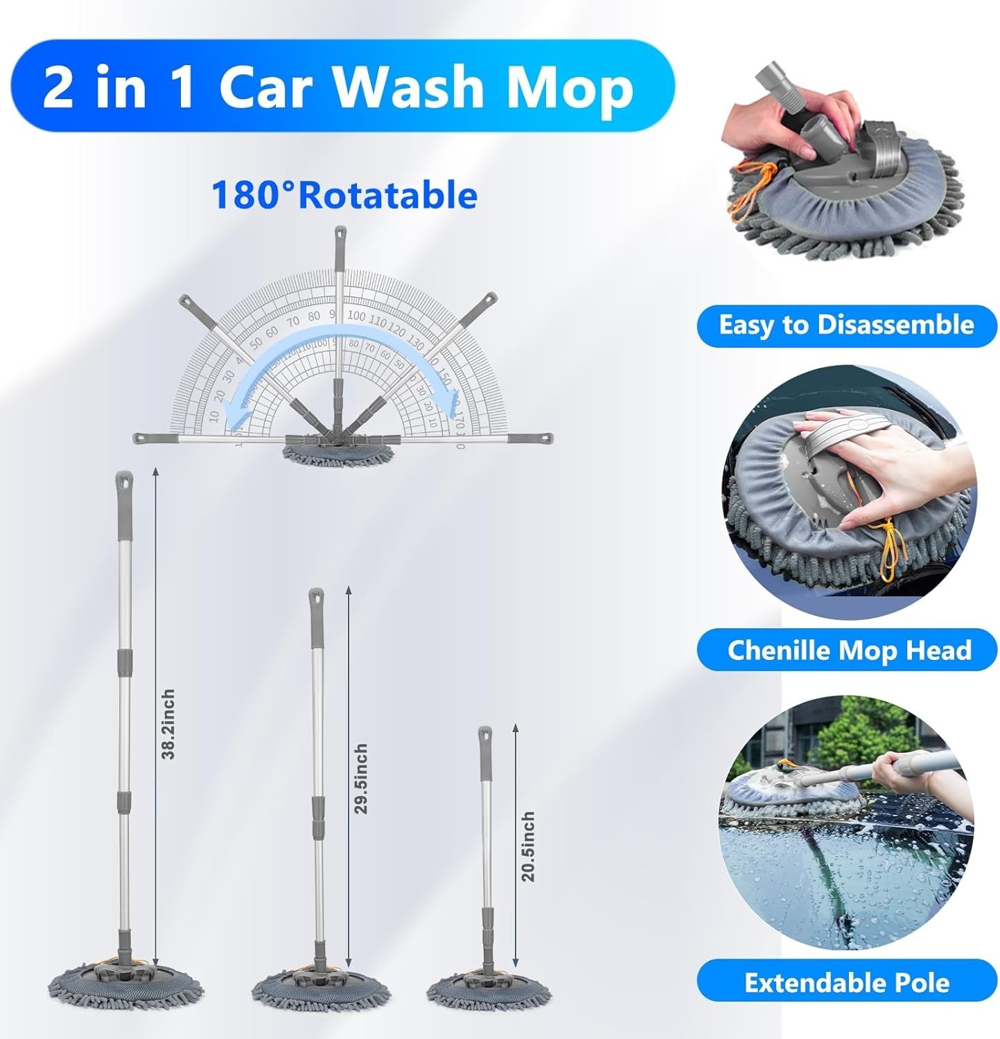 Car Wash Detailing Kit Foam Gun Brush Bucket Set Gray