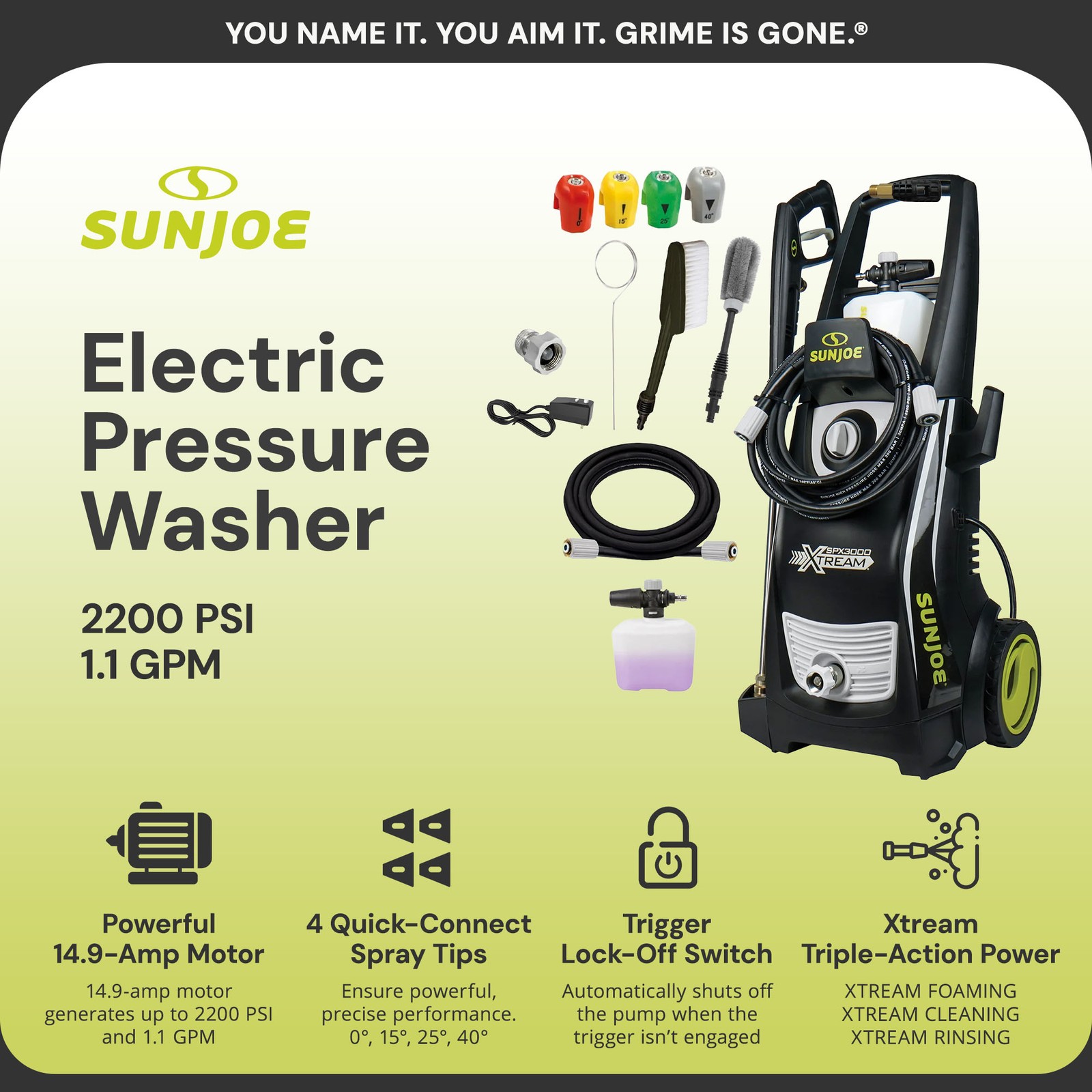 Sun Joe Electric Pressure Washer, Portable Power Washer with Wheels, SPX3000-XT1
