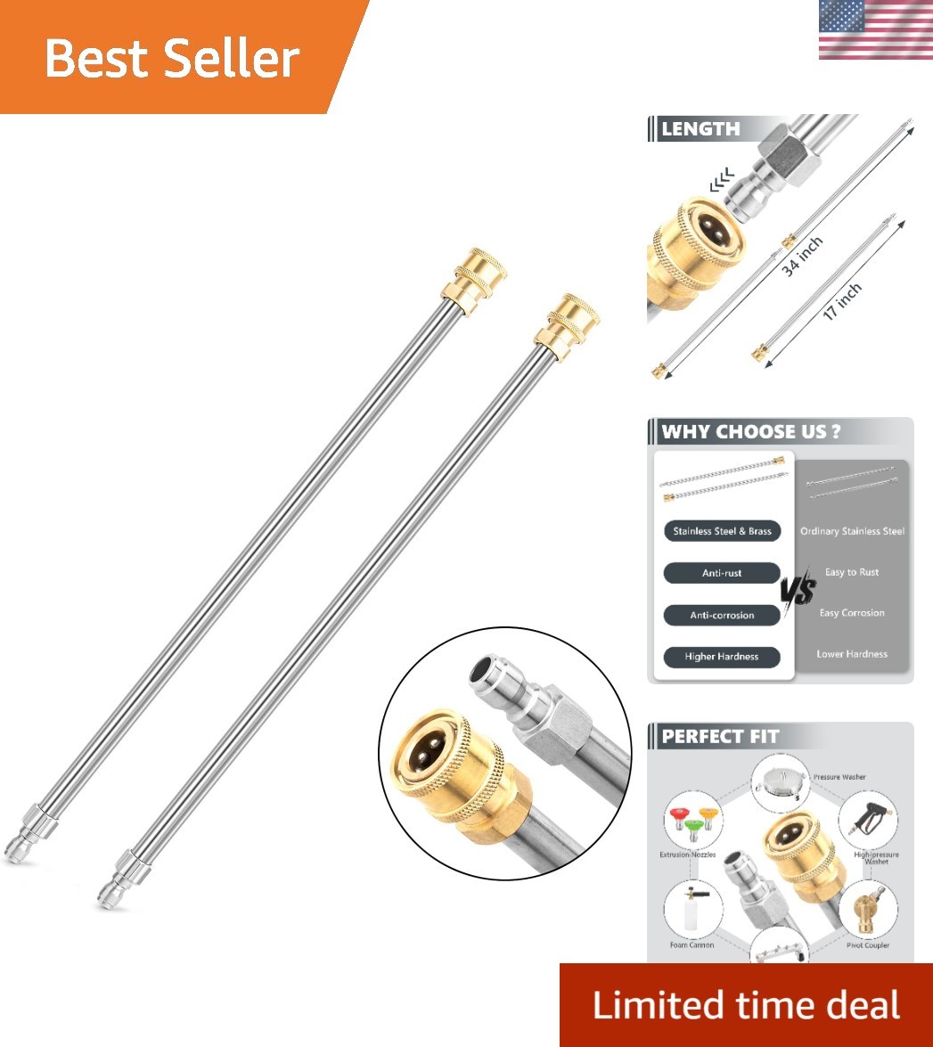 Transform Your Cleaning – 17 Inch Stainless Steel Pressure Washer Wands, 2 Pack