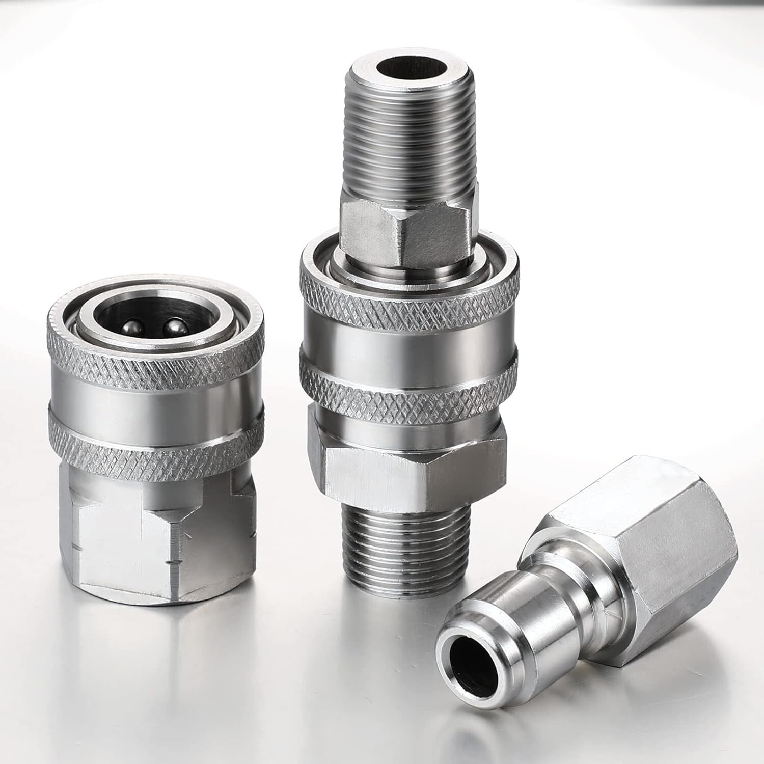 4 Sets NPT 3/8 Inch Stainless Steel Pressure Washer Adapters Set