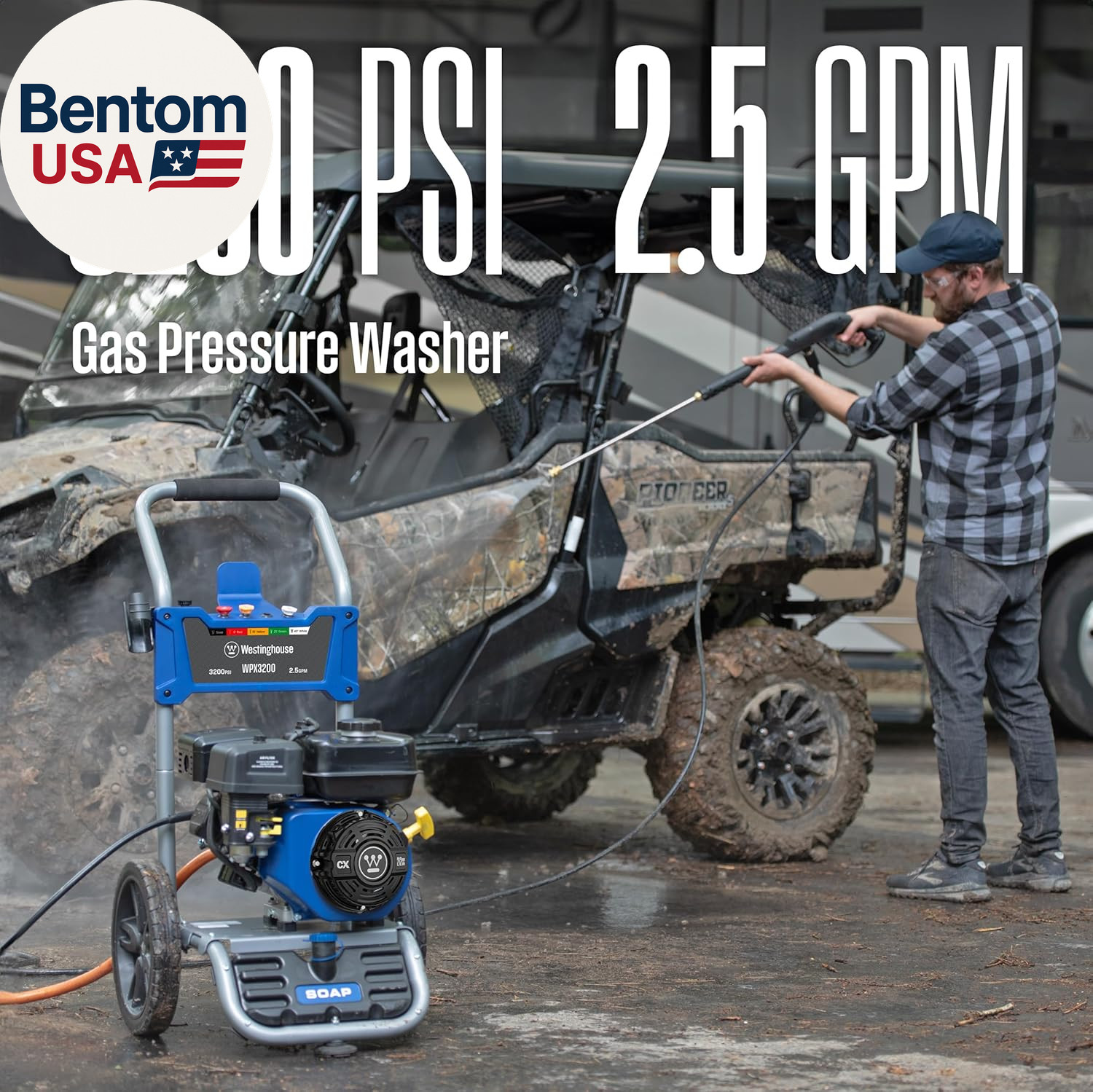WPX3200 Gas Pressure Washer, 3200 PSI and 2.5 GPM, Onboard Soap Tank, Spray Gun