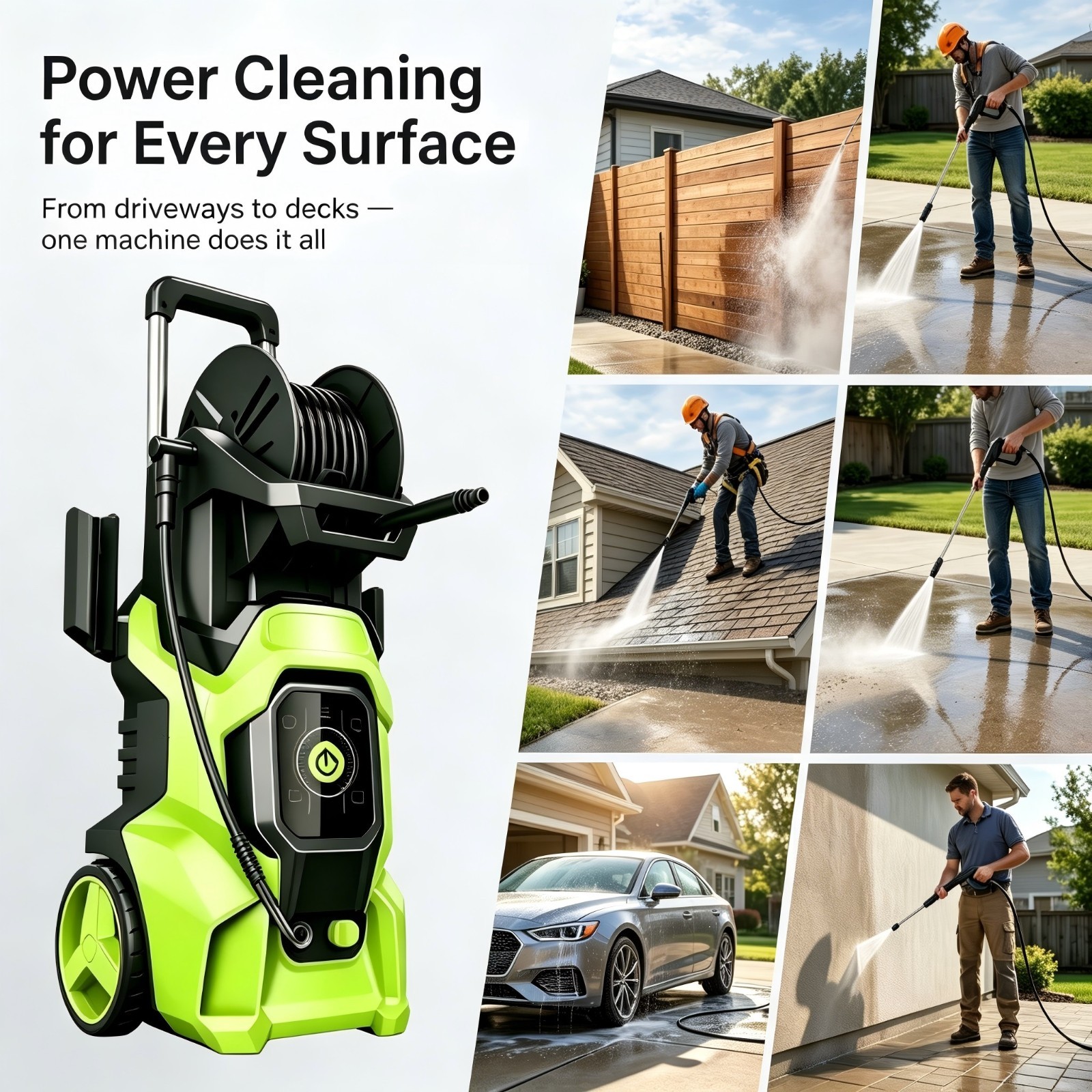 Pressure Washer 4500PSI 3.0GPM, 15-Level Touch Control, Foam Cannon, for Patio