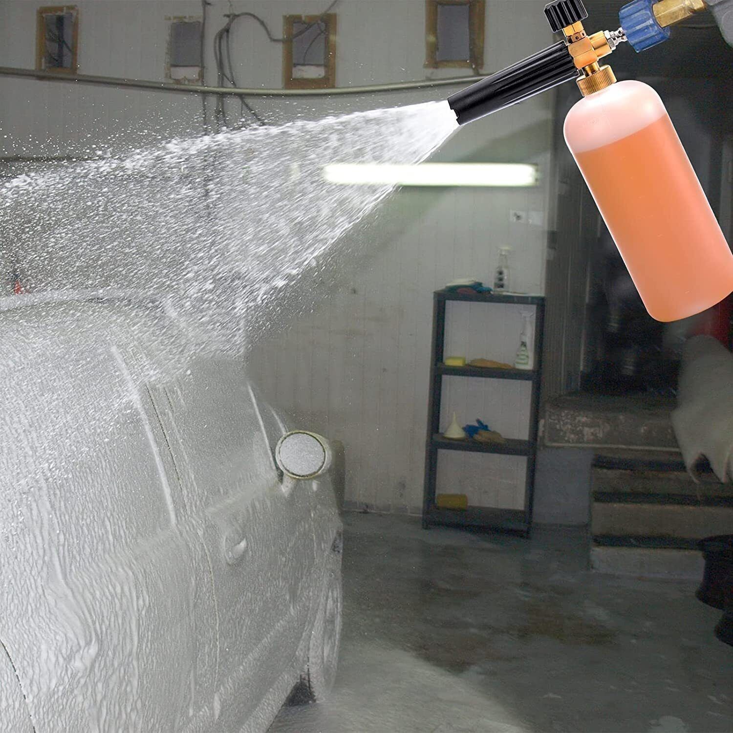 1/4″ High Pressure Washer Snow Foam Cannon Lance Gun 1L Bottle with 5 Nozzle Kit