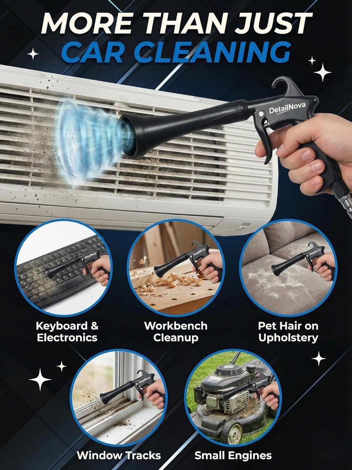Air Blow Gun Car Detailing Turbo Air Nozzle for Dust Removal with Accessories