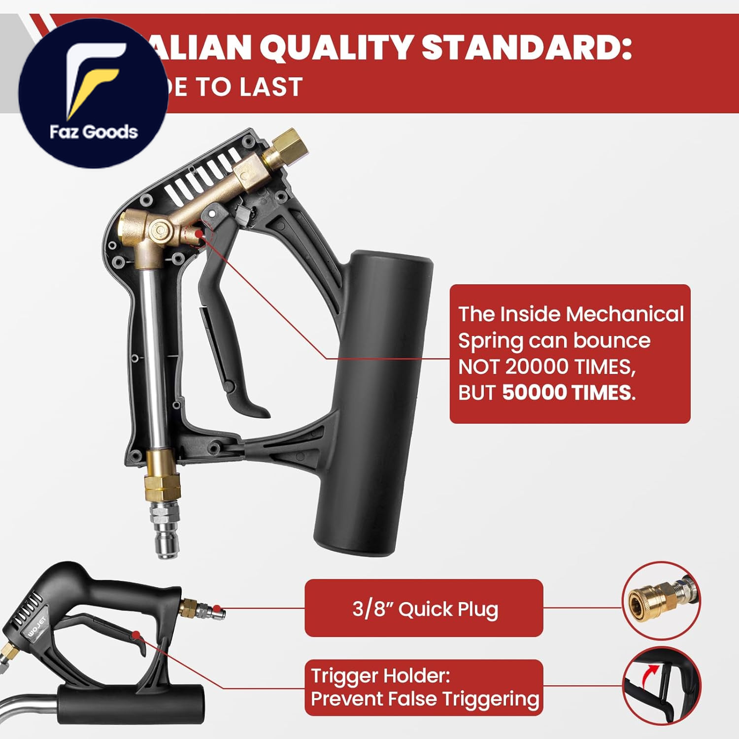 20″ Pressure Washer Surface Cleaner with 4 Wheels&Dual Handles, 4500PSI Stainles