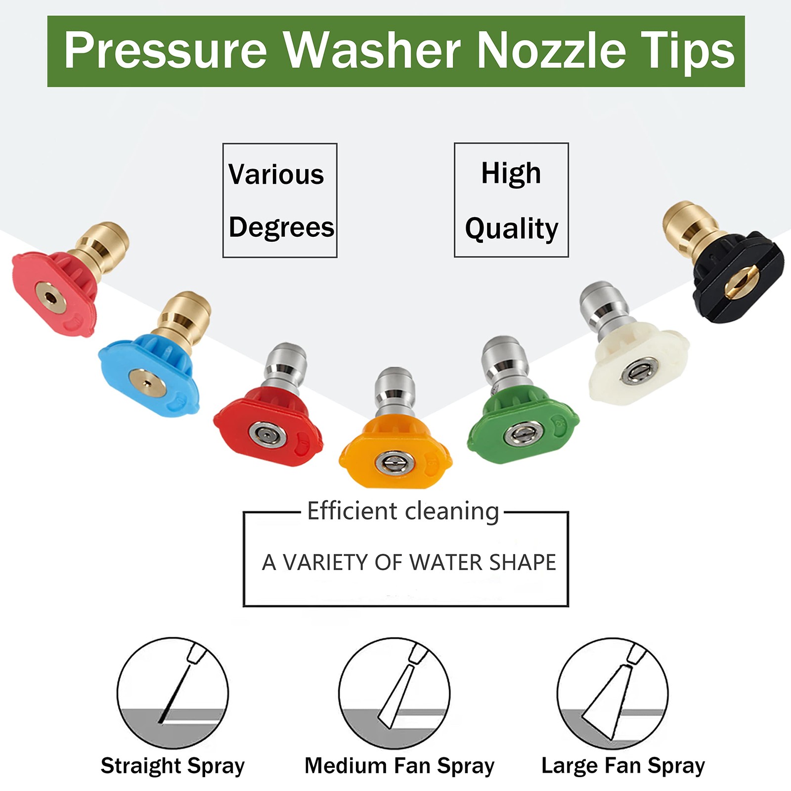 Pressure Washer Nozzles Tips Set 5 Degrees Nozzles with 2 Second Story Nozzle…