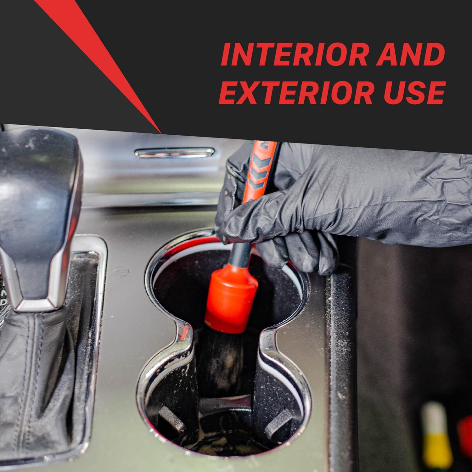 Universal Red & Black Combo Detailing Brush – Versatile Brush for Interior & Ext