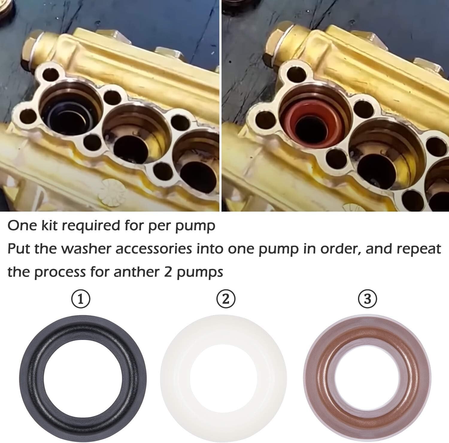 15MM Pressure Washer Pump Water Seal Repair kit Packing Kit for ZWD ZWDK Series