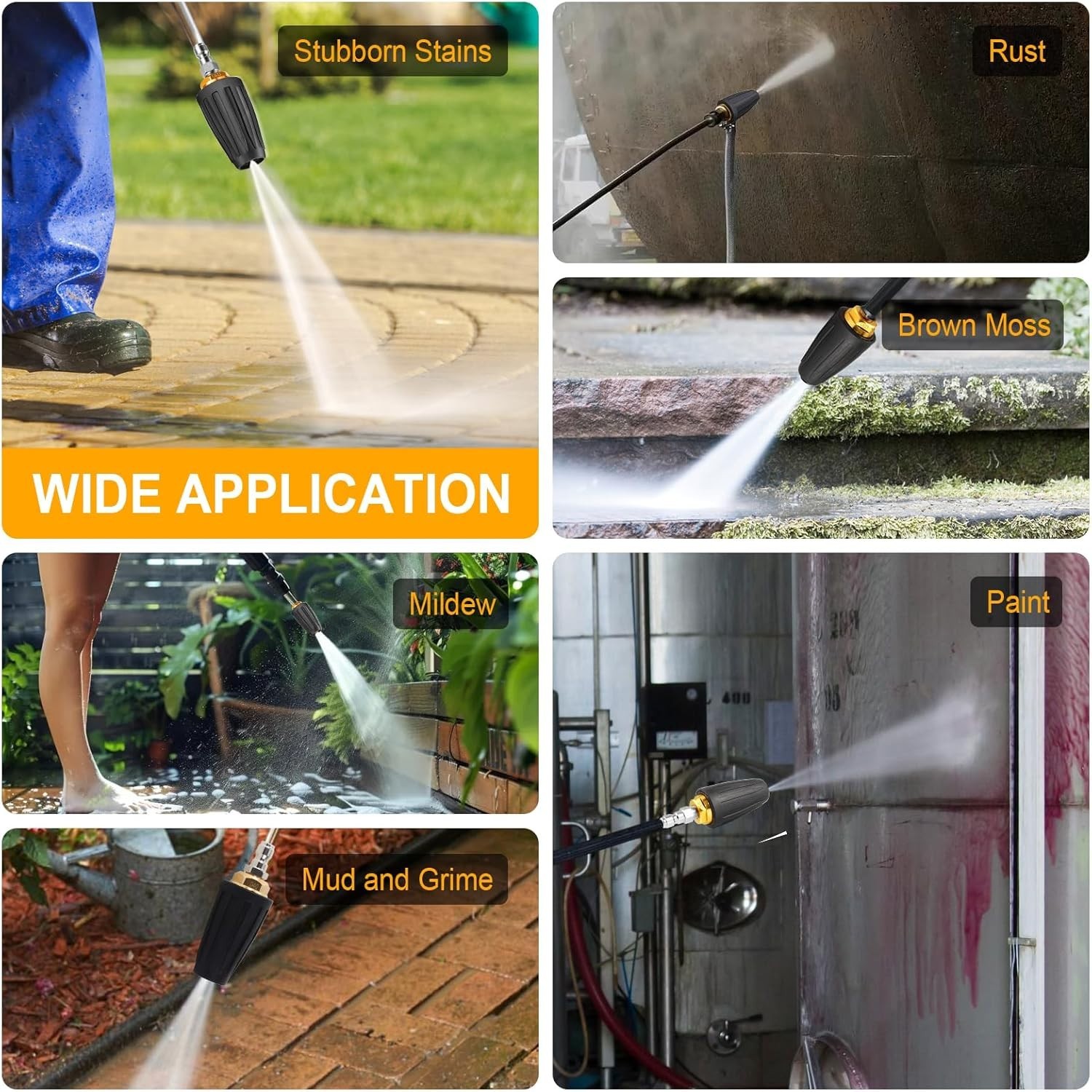 4000 PSI Pressure Washer Turbo Nozzle Kit with 5 Tips & 360° Rotation