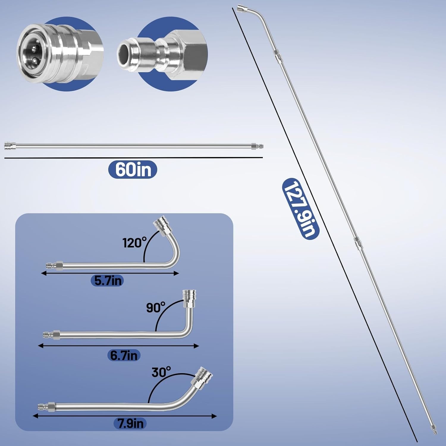 120″ Pressure Washer Extension Wand,2 Pack 60 Inch Stainless Steel Power Wash…