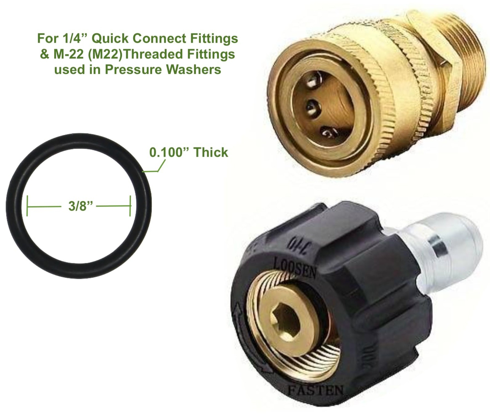 Power Pressure Washer O-Rings for 1/4″ Quick Coupler, High Temperature