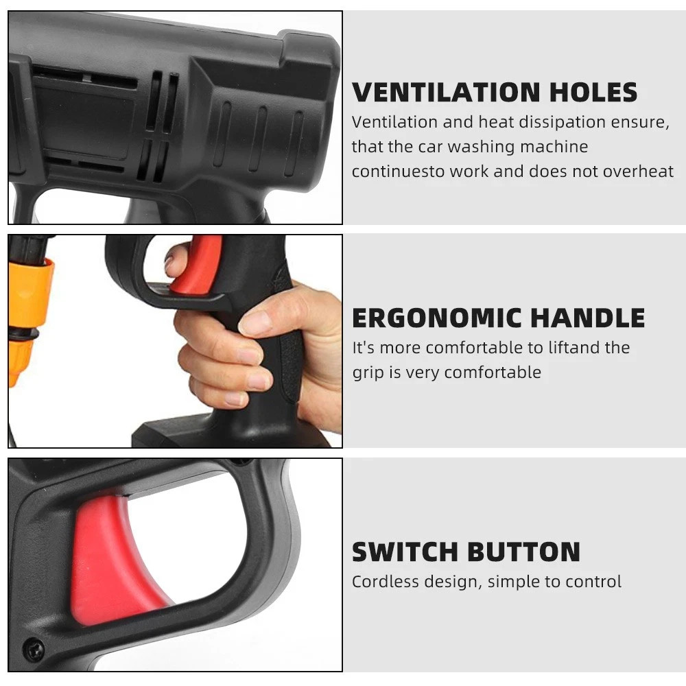 2 Battery Cordless Portable Car High Pressure Washer Jet Water Wash Cleaner Gun