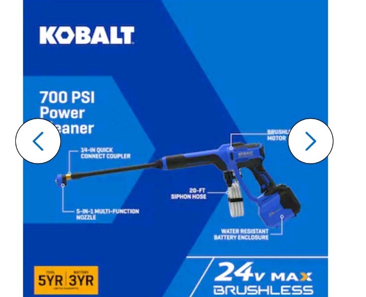 Kobalt Brushless 24v 700 PSI Power Cleaner * Light Used * Tool Only.
