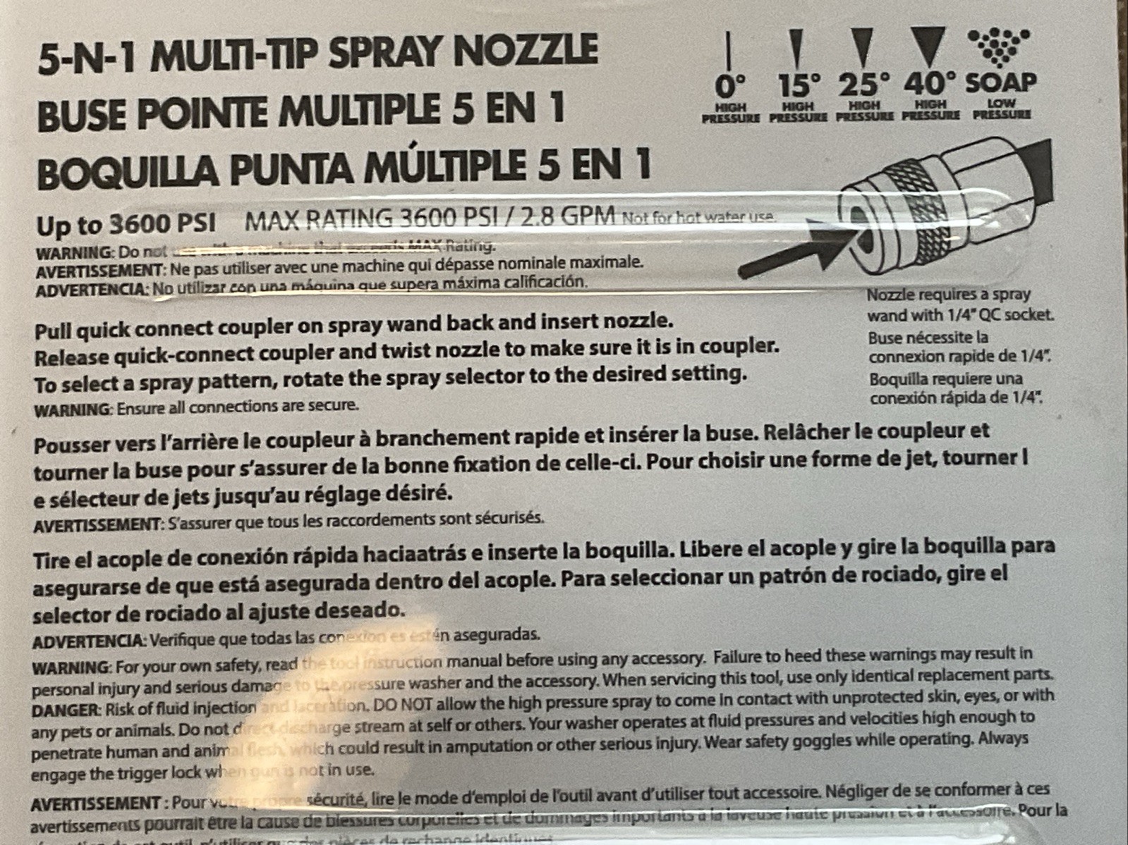 NEW💫Simpson 80142 5-N-1 Multi-Tip Spray Nozzle ,Pressure Washer, Up To 3600 PSI