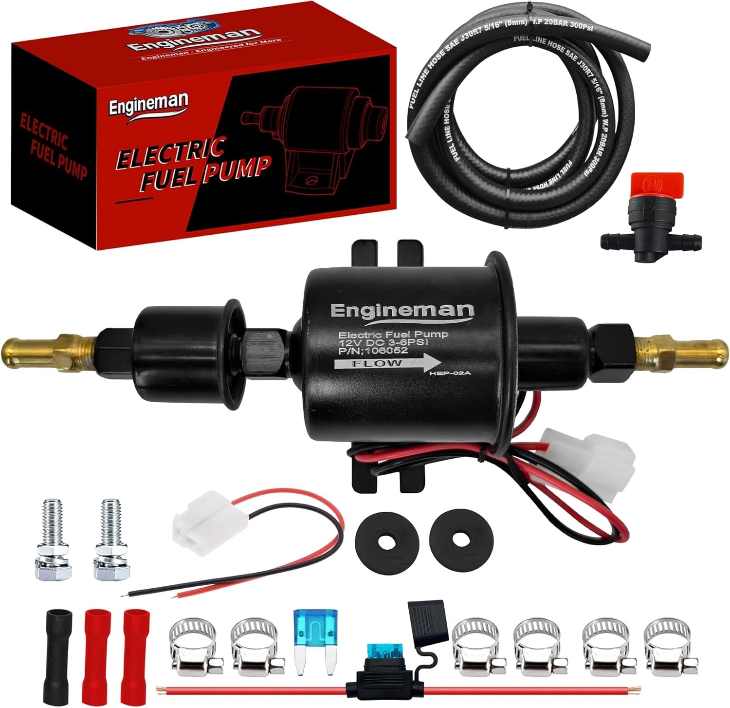 Universal Electric Fuel Pump Kit 12V 3-6 PSI Low Pressure with Fuel Filter 6.56