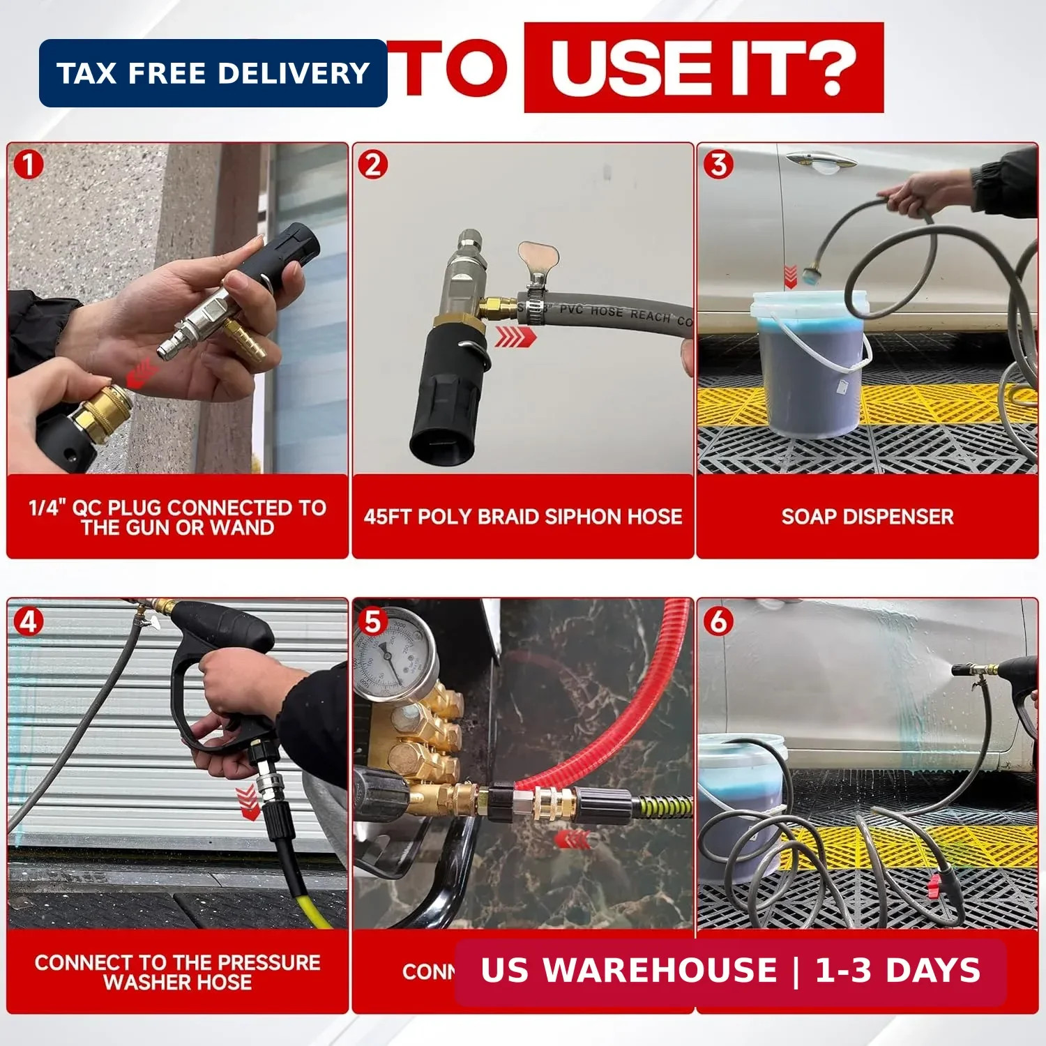 Adjustable Long-Range External Chemical Injection for Pressure Washer, Downstrea