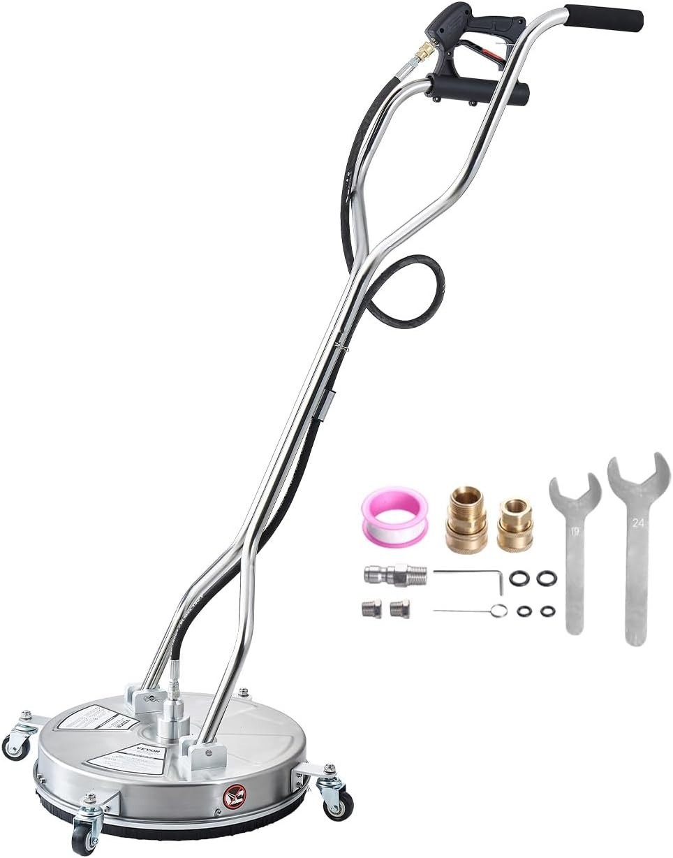 Professional 4000 PSI Stainless Steel Surface Cleaner with Dual Handle & Wheels