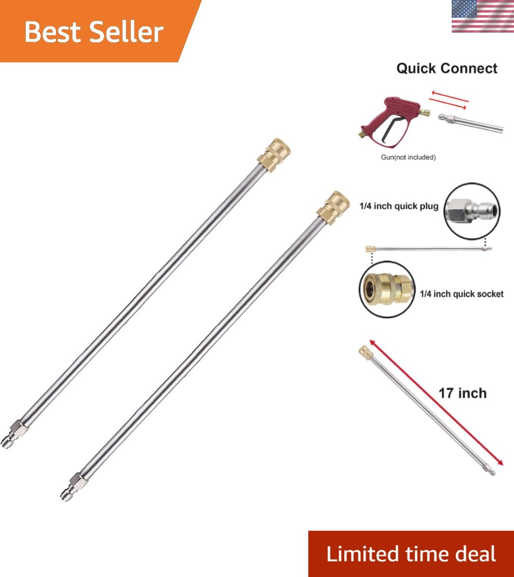 Lightweight 17 Inch Stainless Steel Extension Wands for Power Washers – 2 PCS