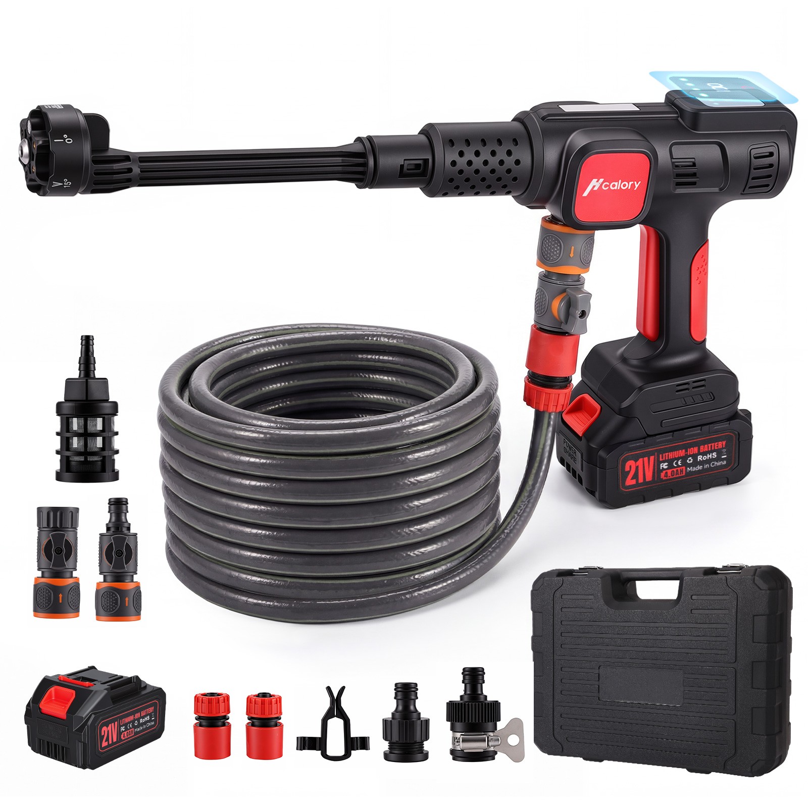 Cordless Pressure Washer 140Bar Power Washer with 7-in-1 Nozzle W/ 2 Battery