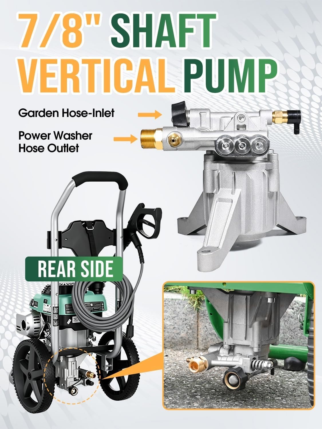 7/8″ Shaft Vertical High Pressure Washer Pump 2800 psi 2.5 GPM